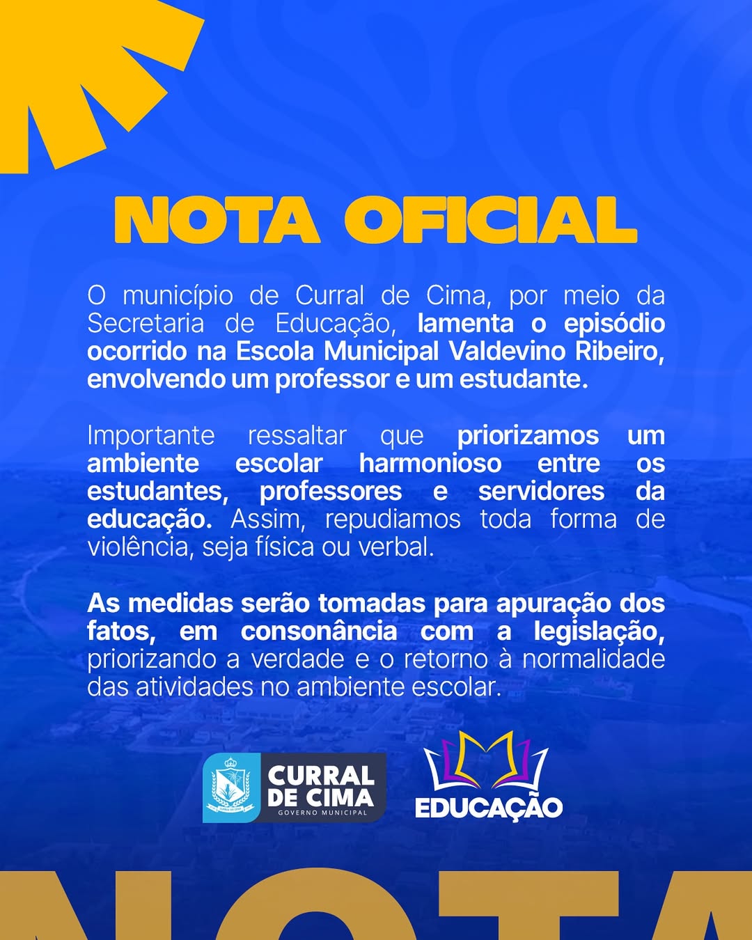 Nota Oficial – Prefeitura de Curral de Cima
